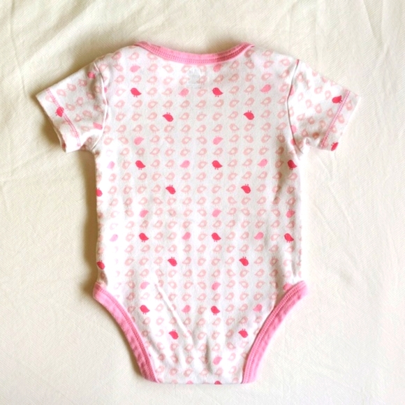 petit lem pink bird print short sleeve bodysuit diaper shirt 6 months baby girl - Picture 6 of 6